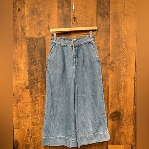 Pilcro Anthropologie Wide-Leg Denim Culottes blue size 24 EUC